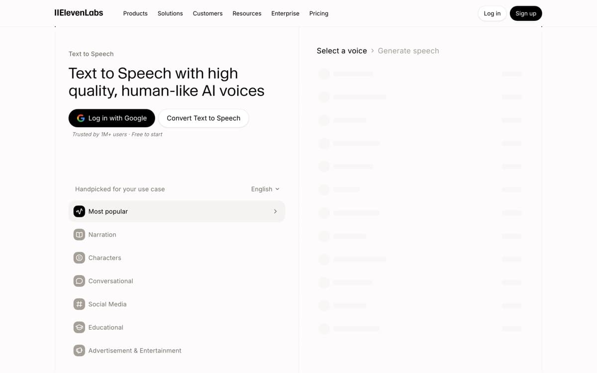 ElevenLabs — the product's features, from the vendor's site