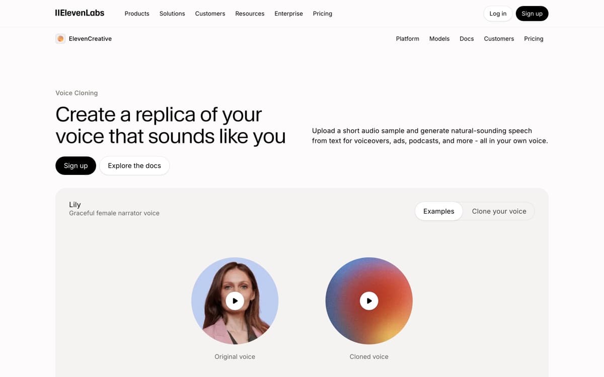 ElevenLabs — the product's features, from the vendor's site