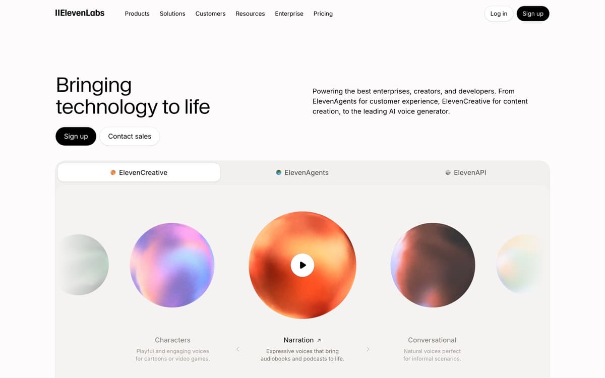 ElevenLabs — screenshot of the official site