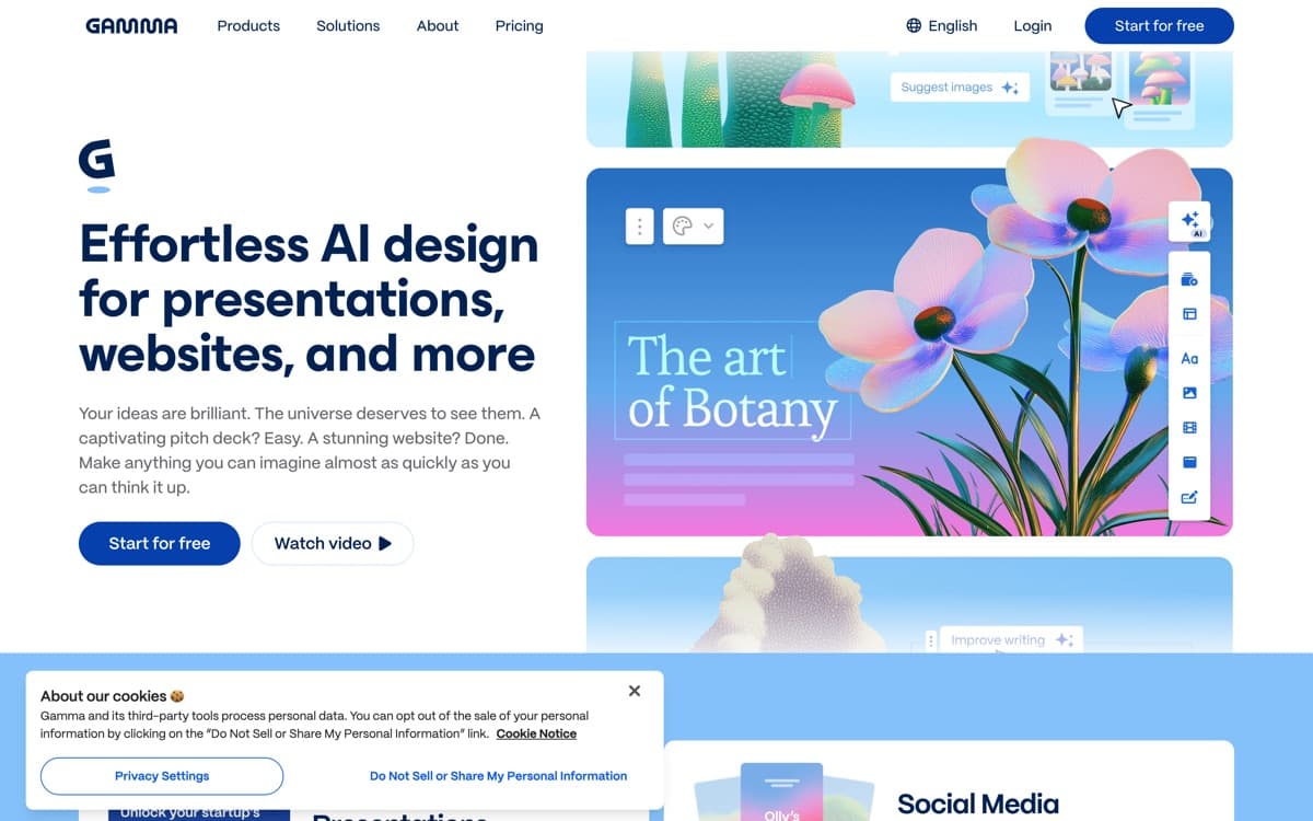 Gamma — screenshot of the official site