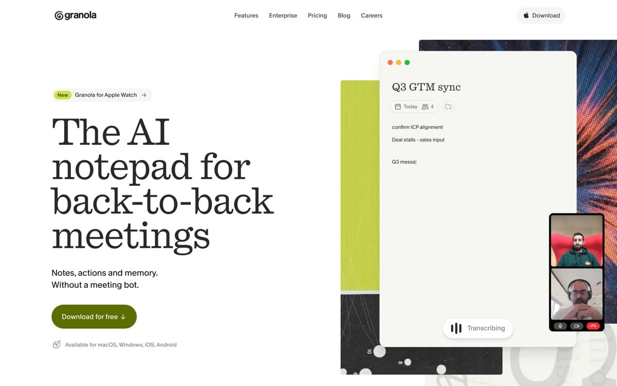 Granola — screenshot of the official site