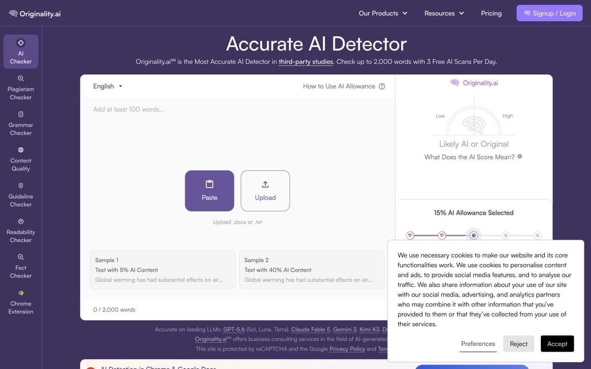 Originality.ai — screenshot of the official site