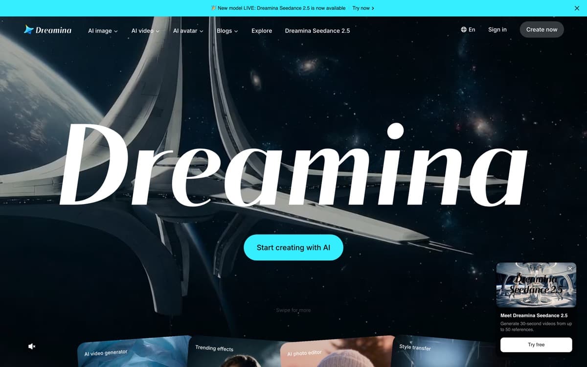 Seedance — screenshot of the official site