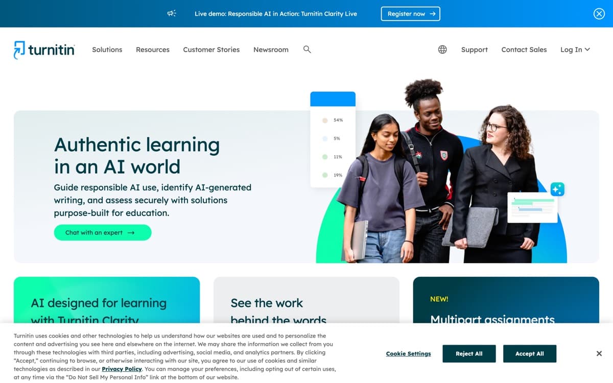 Turnitin AI Detection — screenshot of the official site