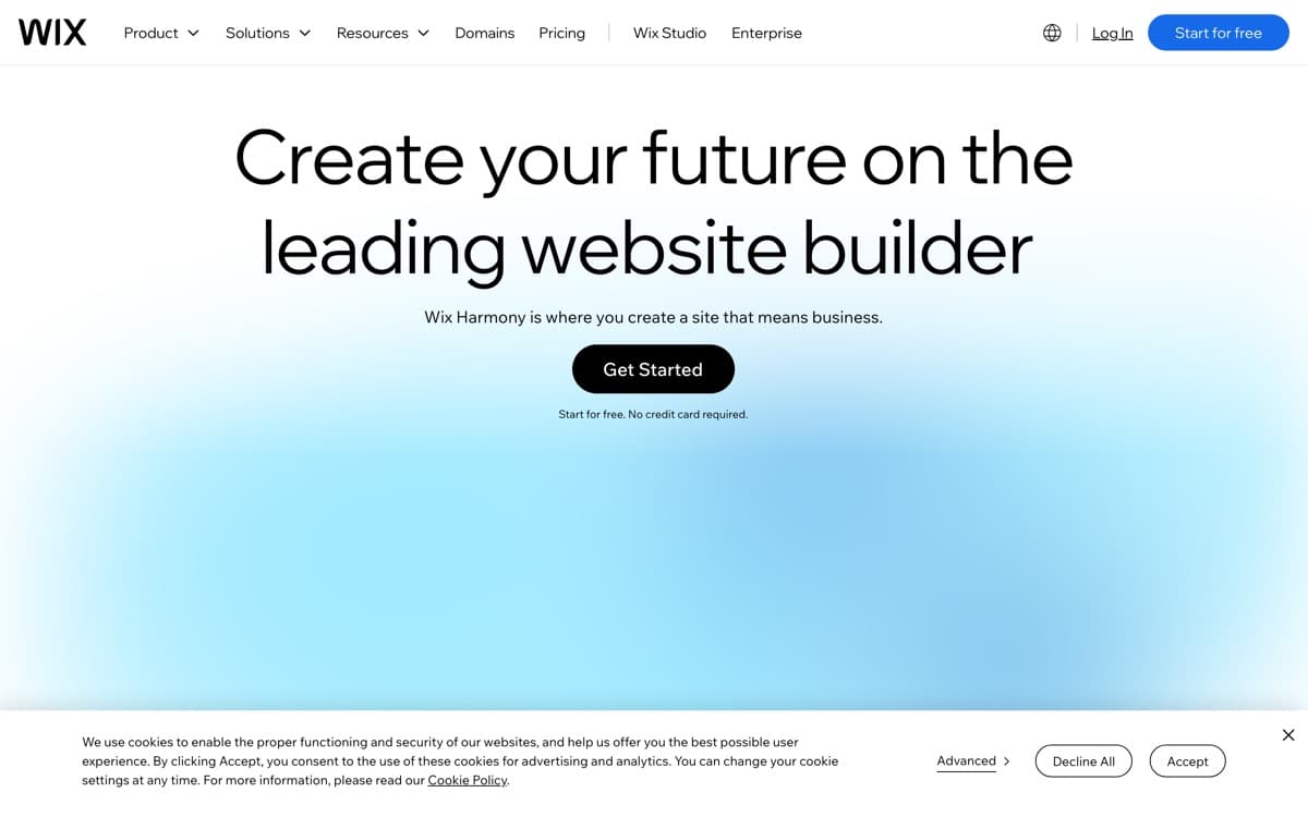 Wix — screenshot of the official site