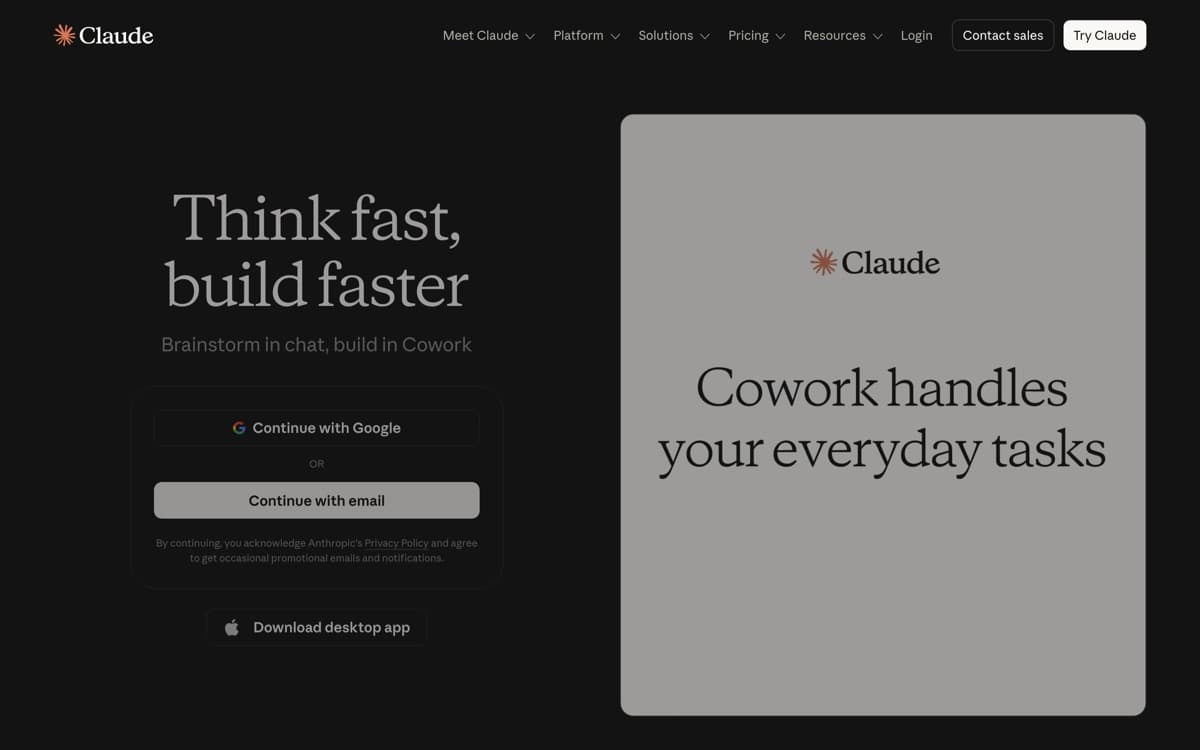 Claude — screenshot of the official site