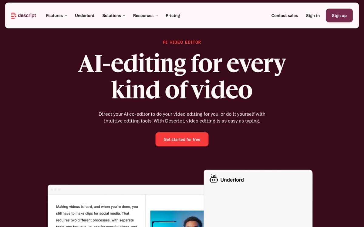 Descript — screenshot of the official site