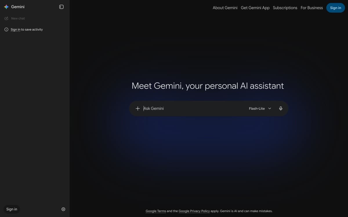 Google Gemini — screenshot of the official site