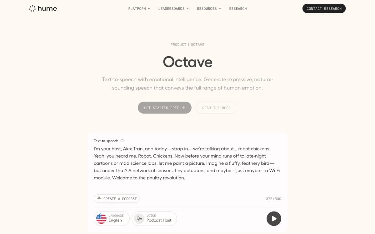 Hume AI product pages — screenshots used editorially; all rights belong to the vendor Hume AI — the product's features, from the vendor's site