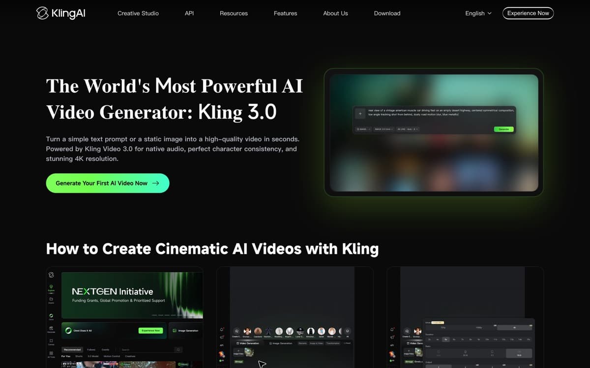 Kling AI product pages — screenshots used editorially; all rights belong to the vendor Kling AI — the product's features, from the vendor's site