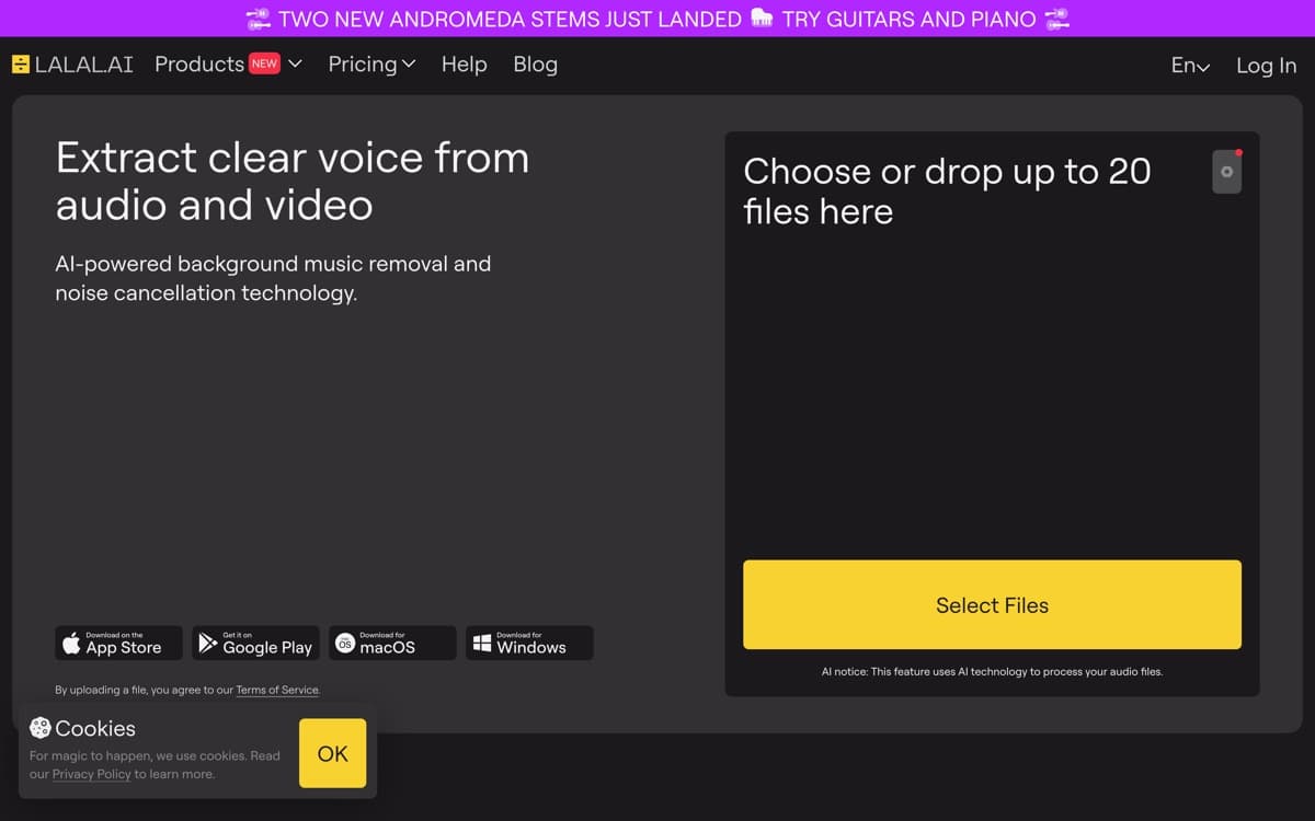 LALAL.AI product pages — screenshots used editorially; all rights belong to the vendor LALAL.AI — the product's features, from the vendor's site
