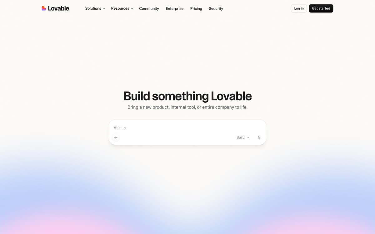 Lovable — screenshot of the official site
