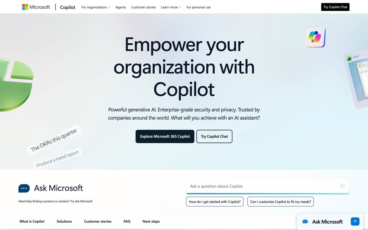 Microsoft Copilot product pages — screenshots used editorially; all rights belong to the vendor Microsoft Copilot — the product's features, from the vendor's site