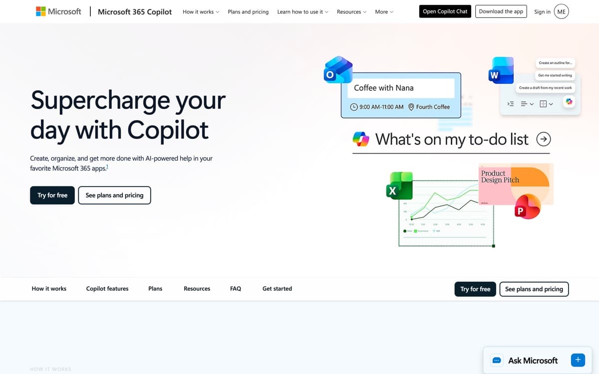 Microsoft Copilot product pages — screenshots used editorially; all rights belong to the vendor Microsoft Copilot — the product's features, from the vendor's site
