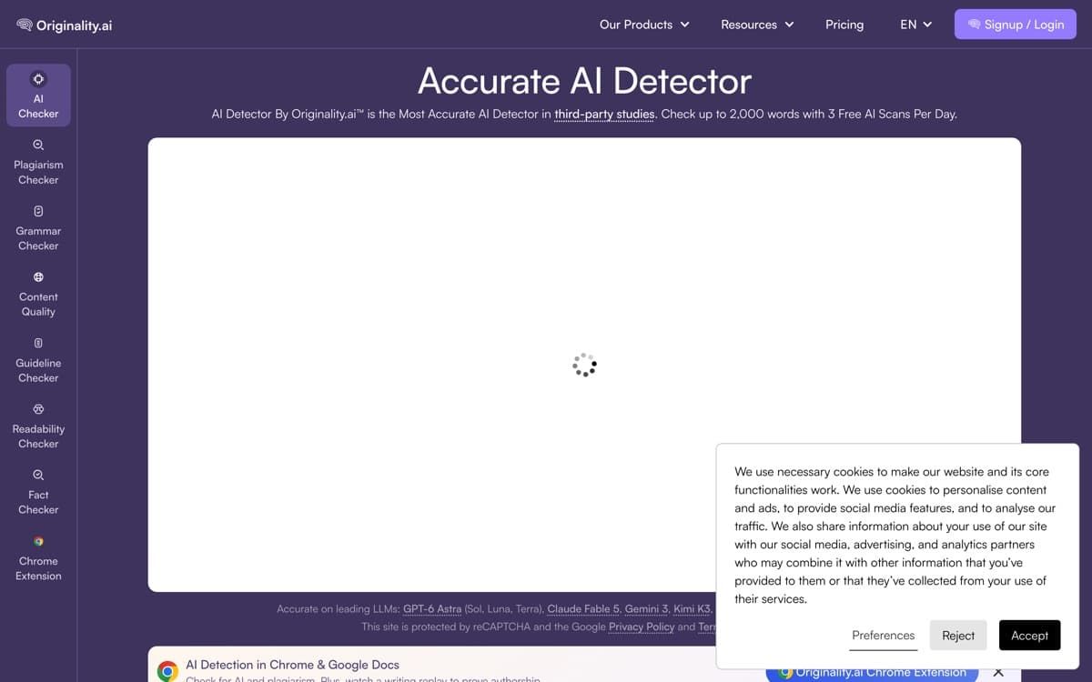 Originality.ai product pages — screenshots used editorially; all rights belong to the vendor Originality.ai — the product's features, from the vendor's site