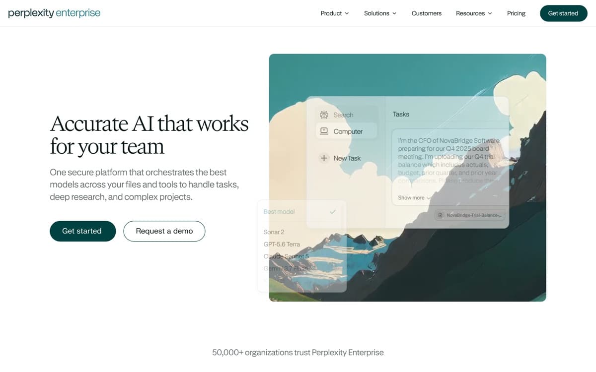 Perplexity product pages — screenshots used editorially; all rights belong to the vendor Perplexity — the product's features, from the vendor's site