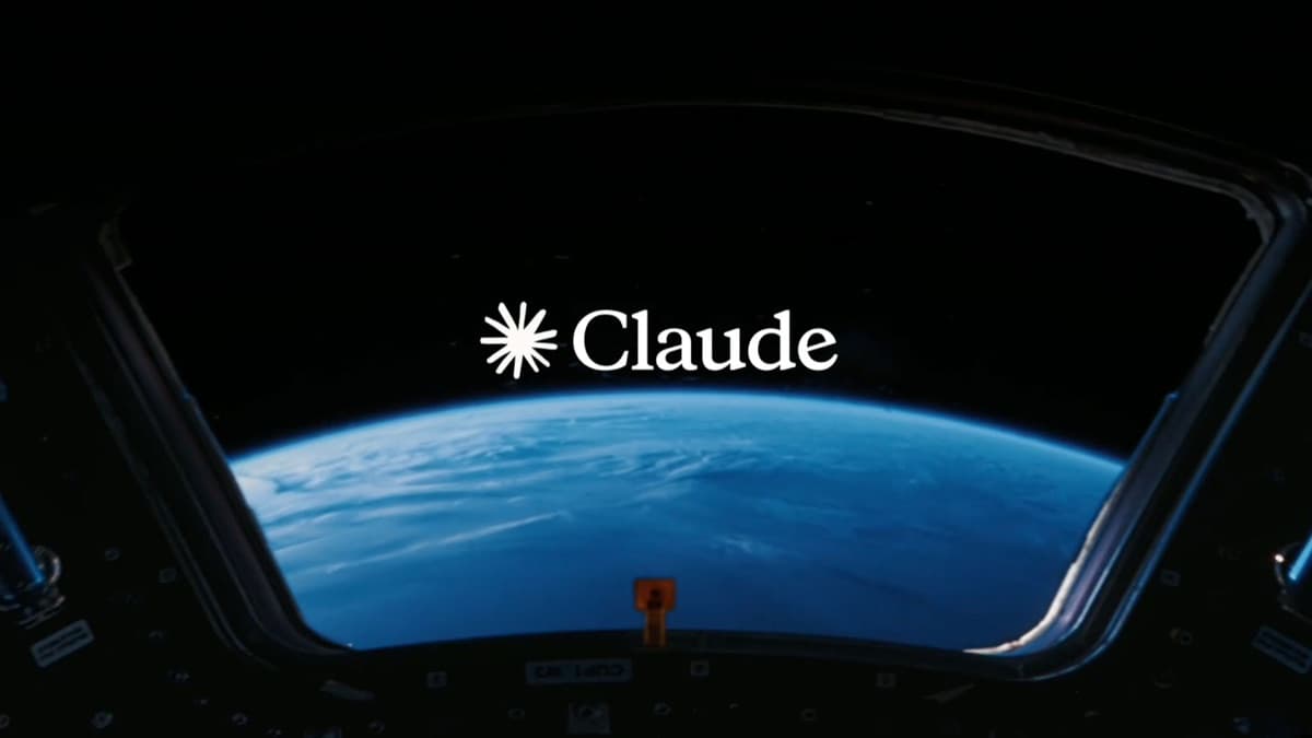 The Claude logo — a white starburst mark beside the word Claude — over a view of Earth's blue horizon seen through a spacecraft window