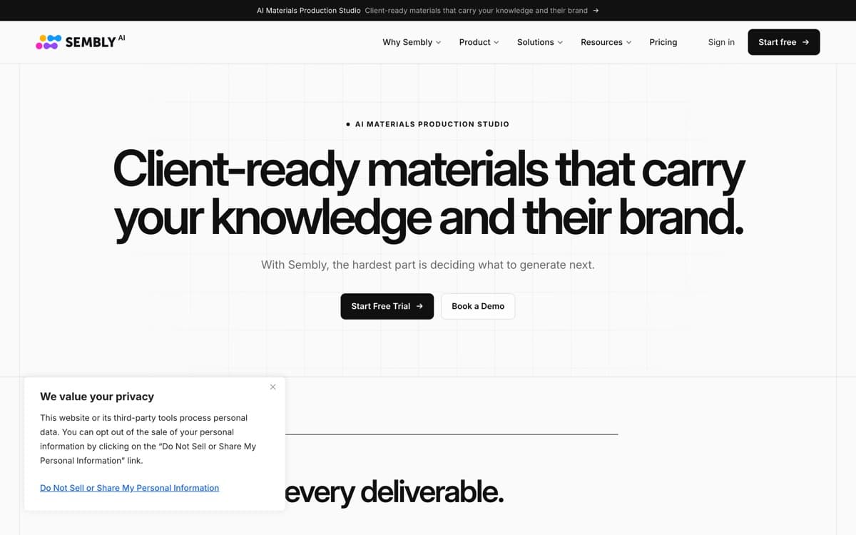Sembly AI product pages — screenshots used editorially; all rights belong to the vendor Sembly AI — the product's features, from the vendor's site