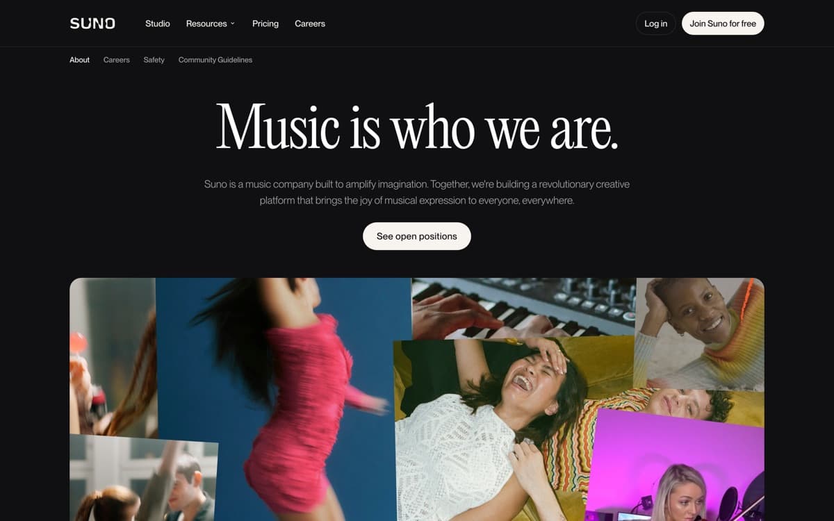 Suno product pages — screenshots used editorially; all rights belong to the vendor Suno — the product's features, from the vendor's site
